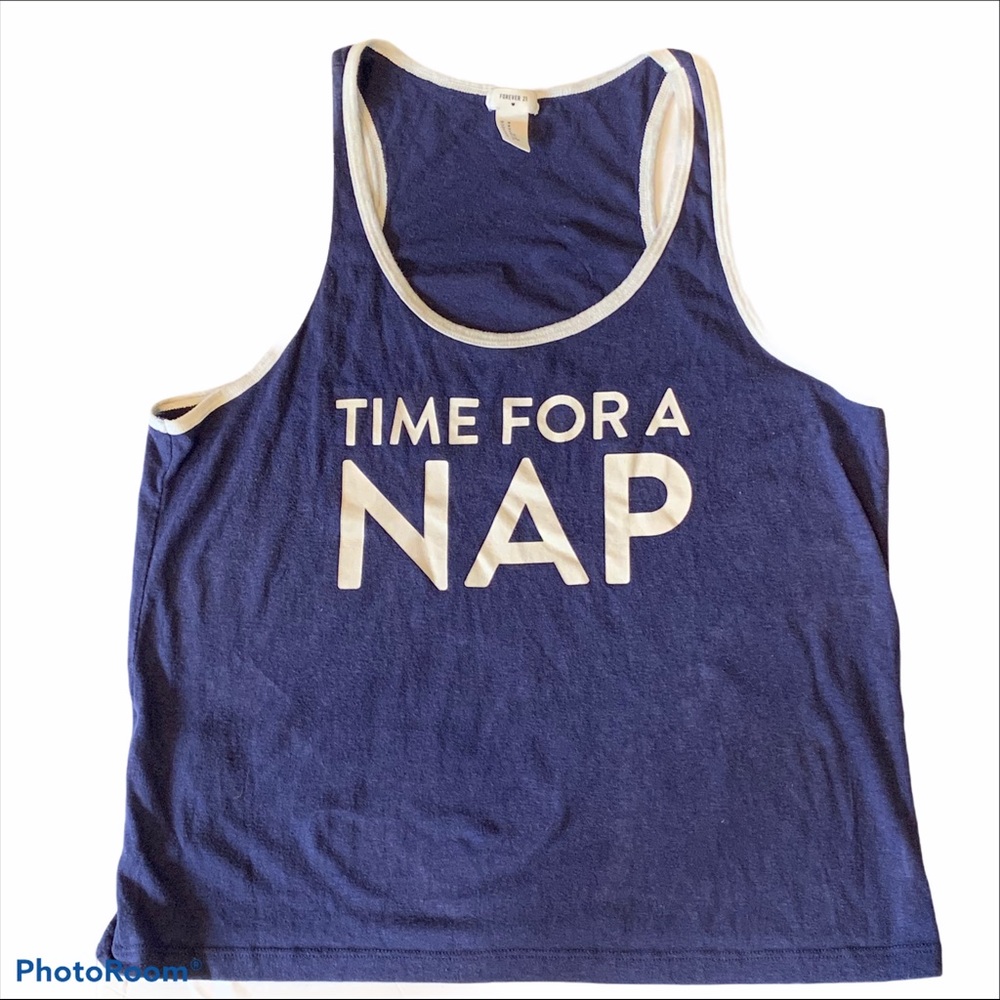 Forever 21 Time For A Nap Tank Blue Medium
